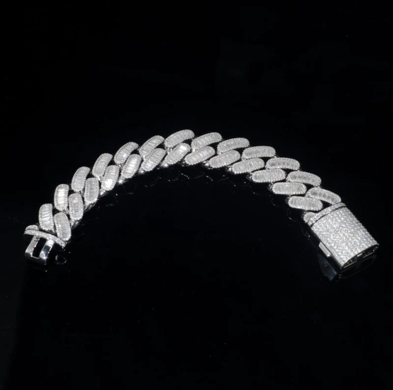 VVS Moissanite baguette miami cuban link bracelet