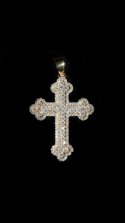 VVS gold Moissanite Iced Out Cross Pendant