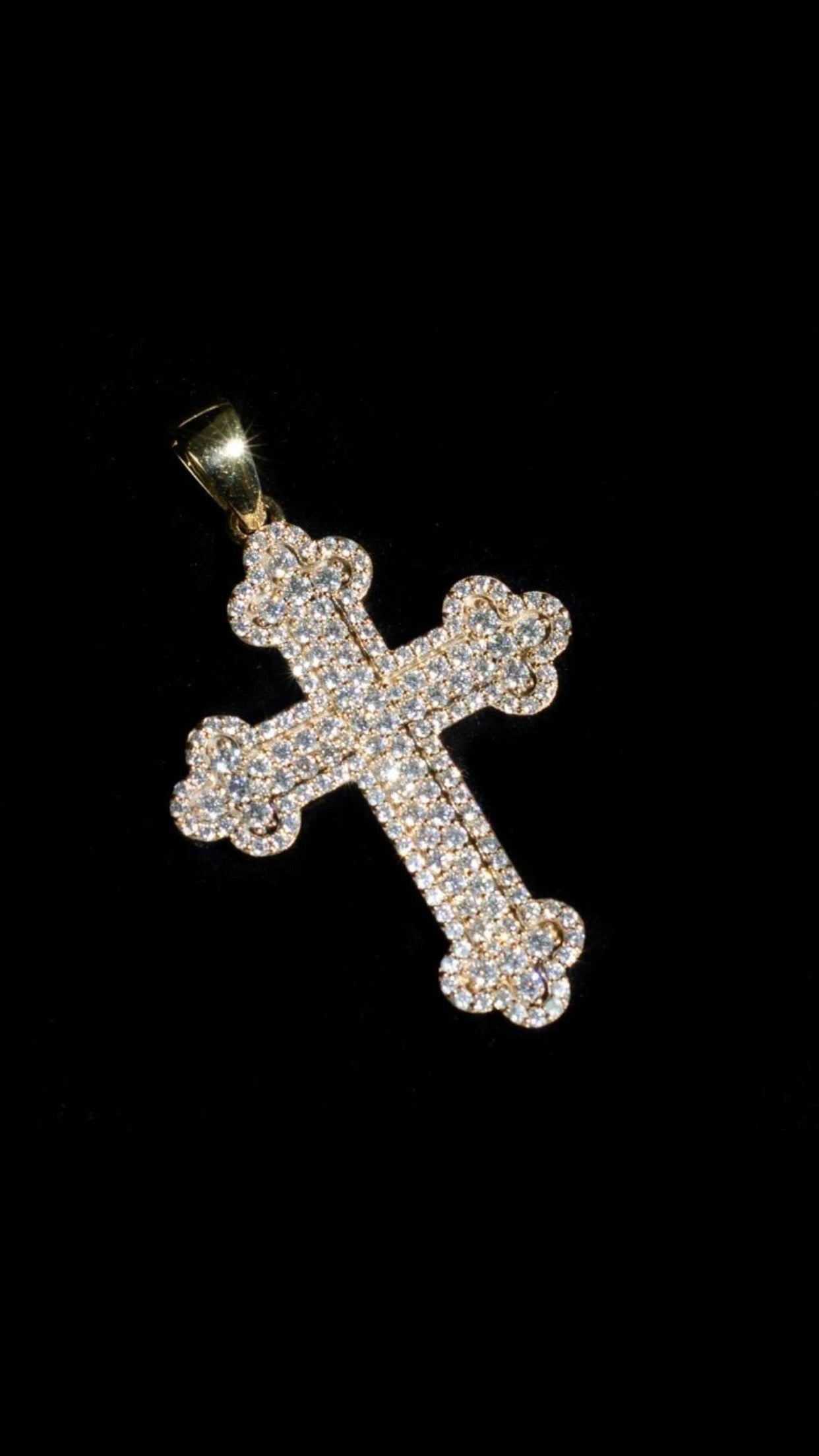 VVS gold Moissanite Iced Out Cross Pendant